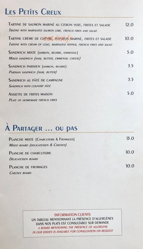 Lutèce Café — carte page 6