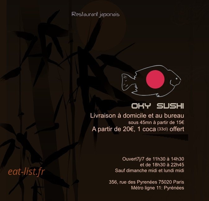 Oky Sushi — carte page 1