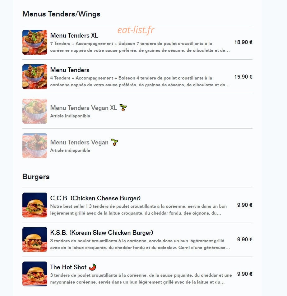 Out Fry — carte page 2