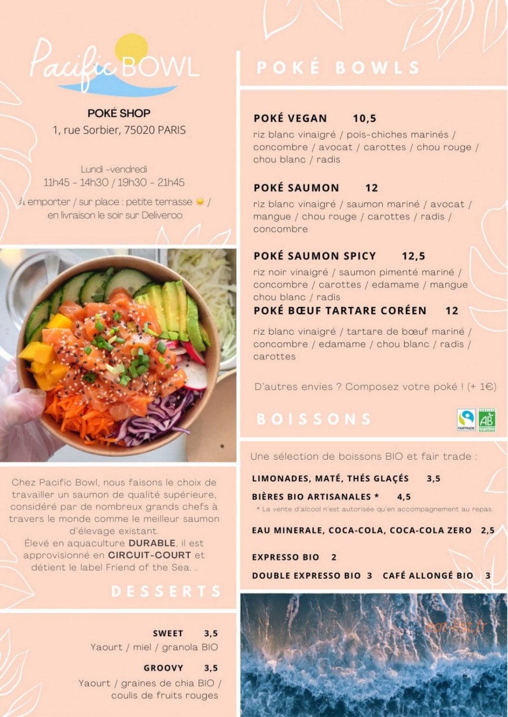 Pacific Bowl — carte page 1