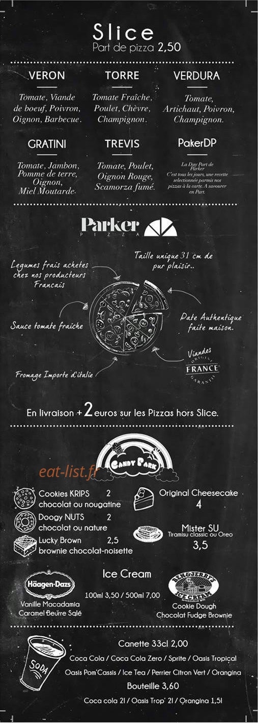 Parker Pizza — carte page 5