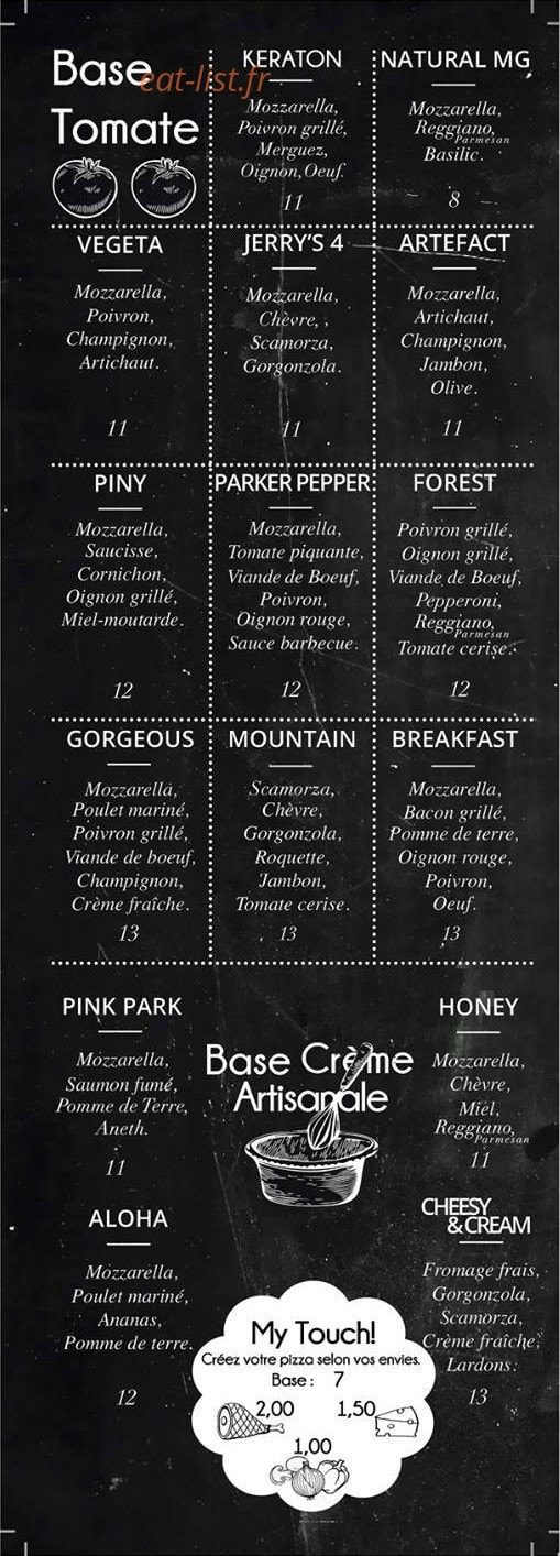 Parker Pizza — carte page 2