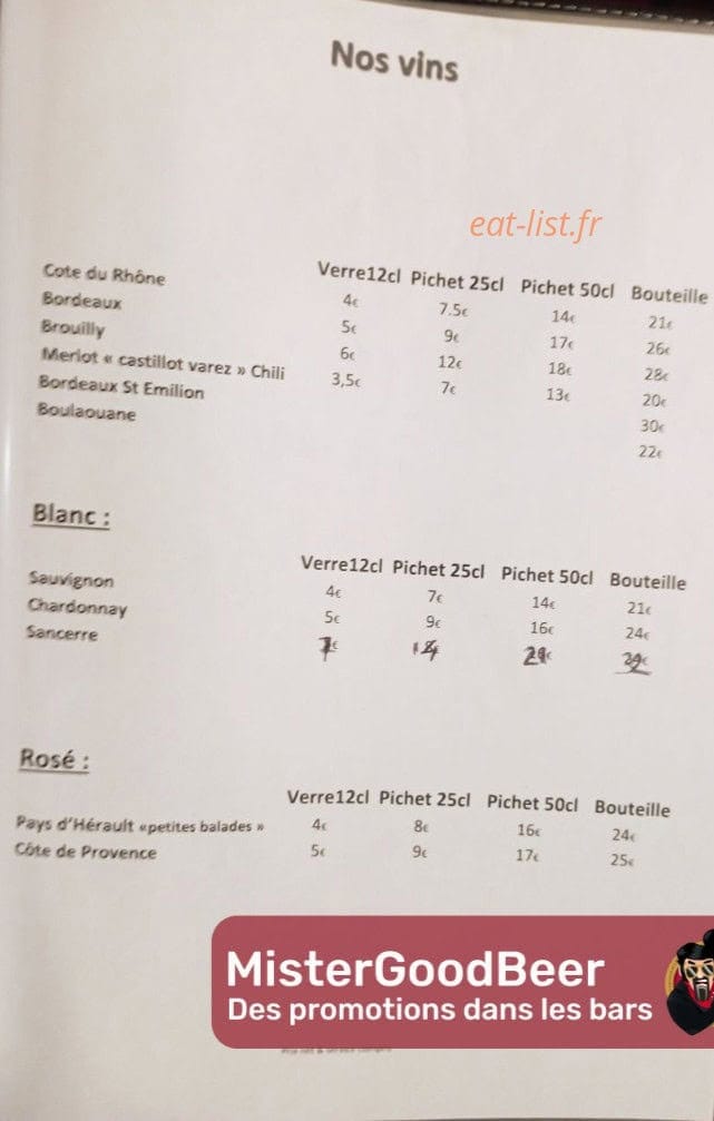 Restaurant et Bar du Lycée — carte page 5