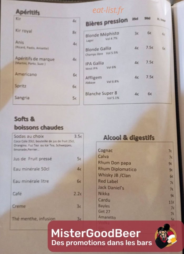 Restaurant et Bar du Lycée — carte page 6