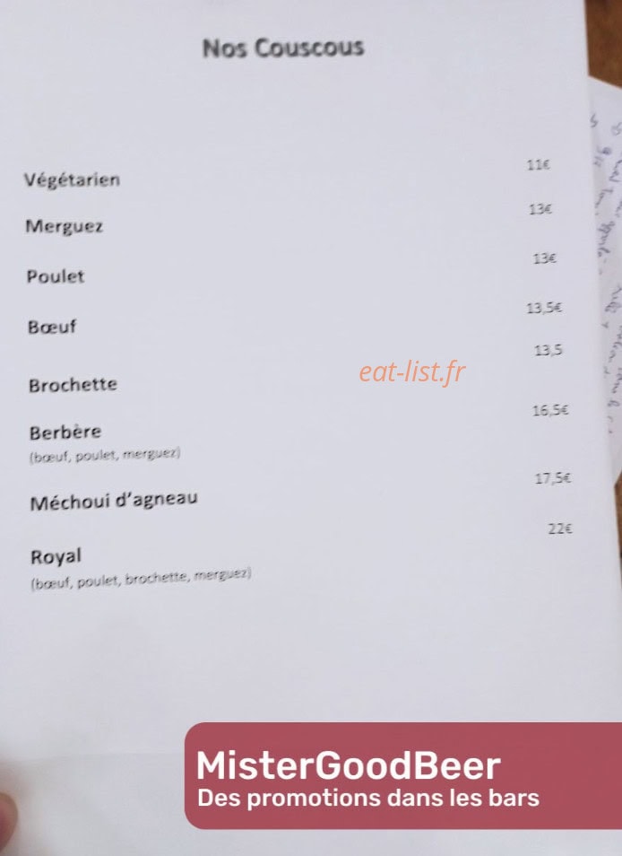 Restaurant et Bar du Lycée — carte page 2