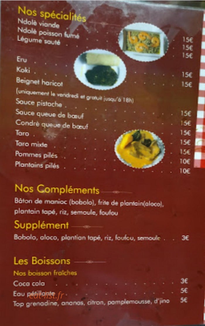 Restaurant Le Prince — carte page 1