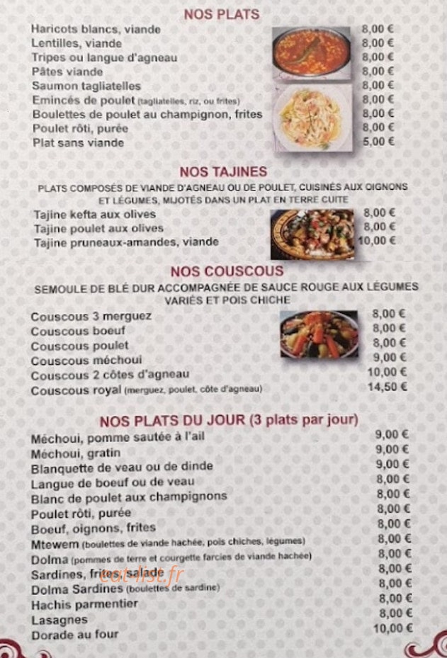 Restaurant Numidia — carte page 2