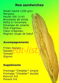 Carte et menu de Rôtisserie des Maraichers à Paris 20 — Les sandwiches,salades...