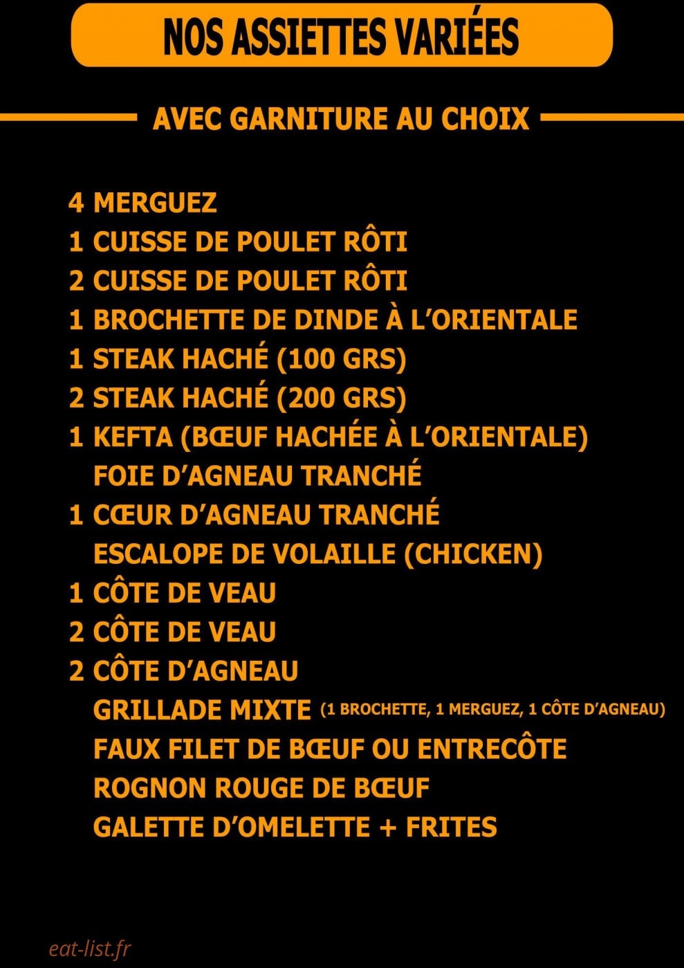 Carte et menu de Rôtisserie des Maraichers à Paris 20 — Les assiettes variées