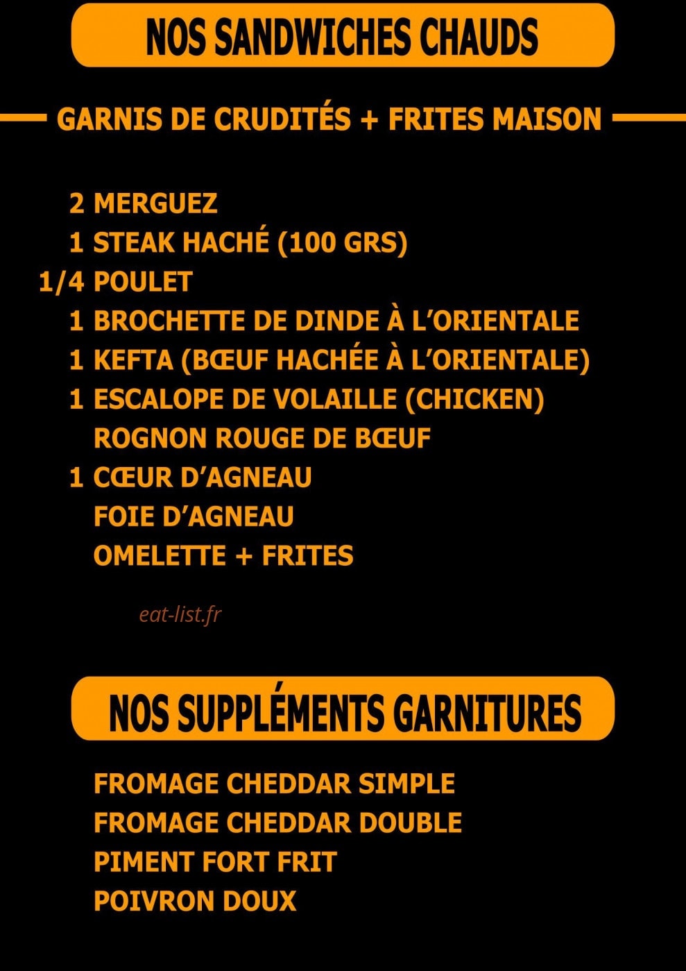 Carte et menu de Rôtisserie des Maraichers à Paris 20 — Les sandwiches chauds,fromages...