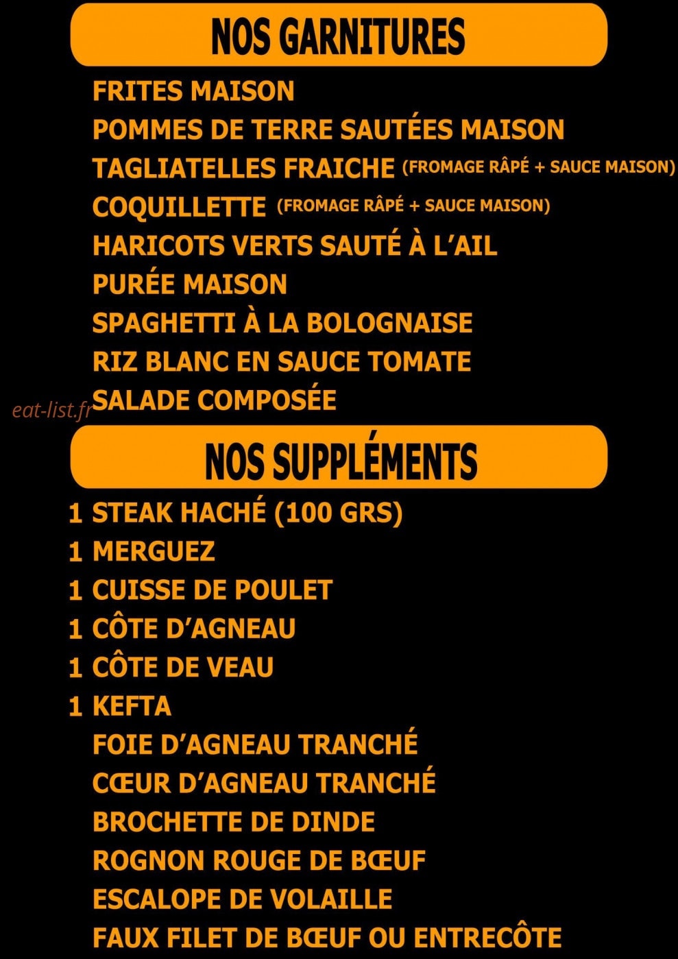 Carte et menu de Rôtisserie des Maraichers à Paris 20 — Les frites,pommes de terres...
