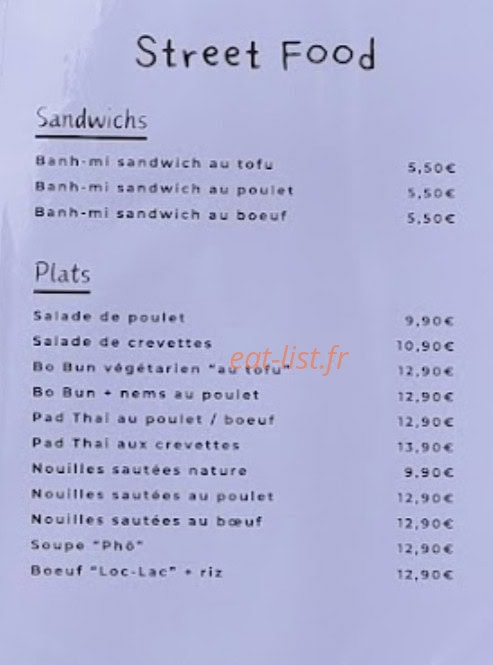 Street Food — carte page 2