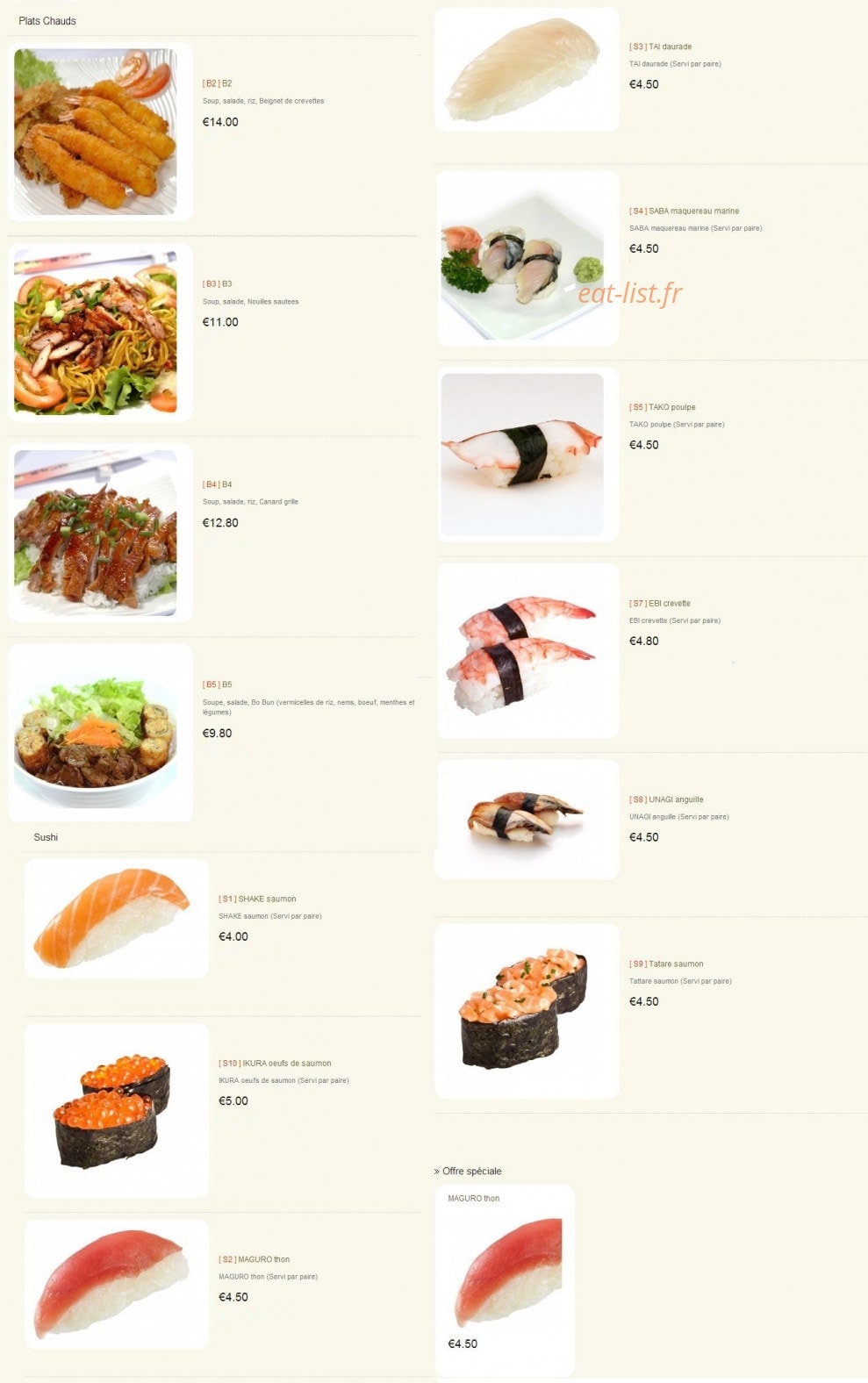 Sushi 14. — carte page 4