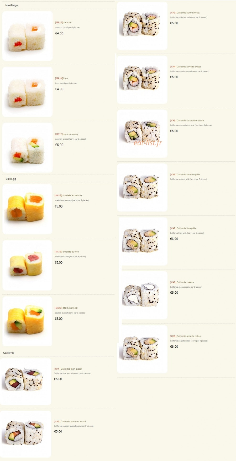 Sushi 14. — carte page 7