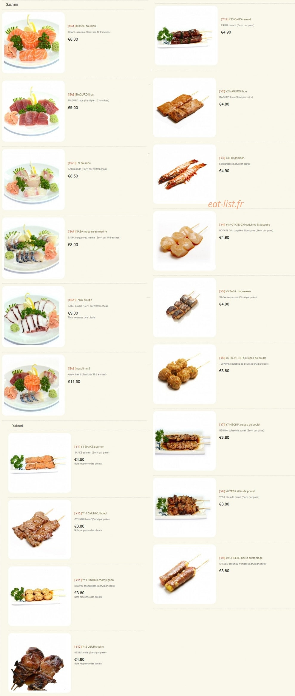 Sushi 14. — carte page 5