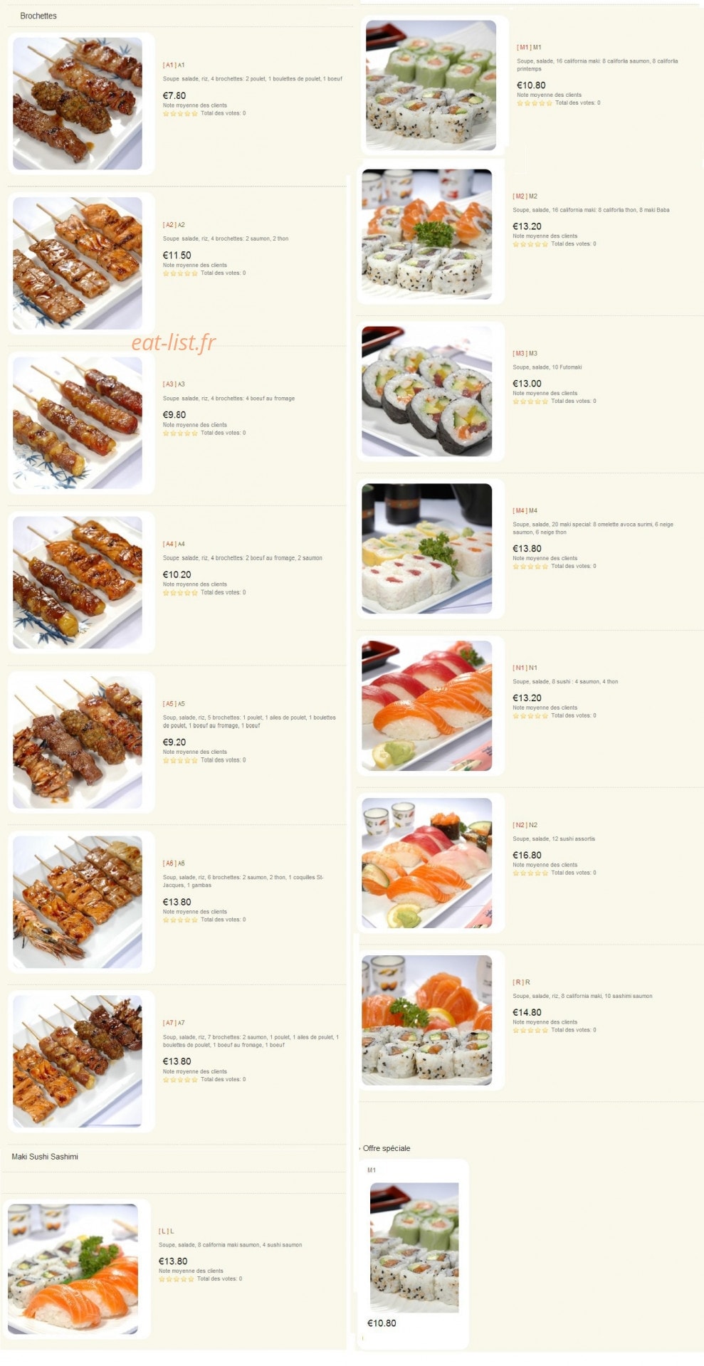 Sushi 14. — carte page 1