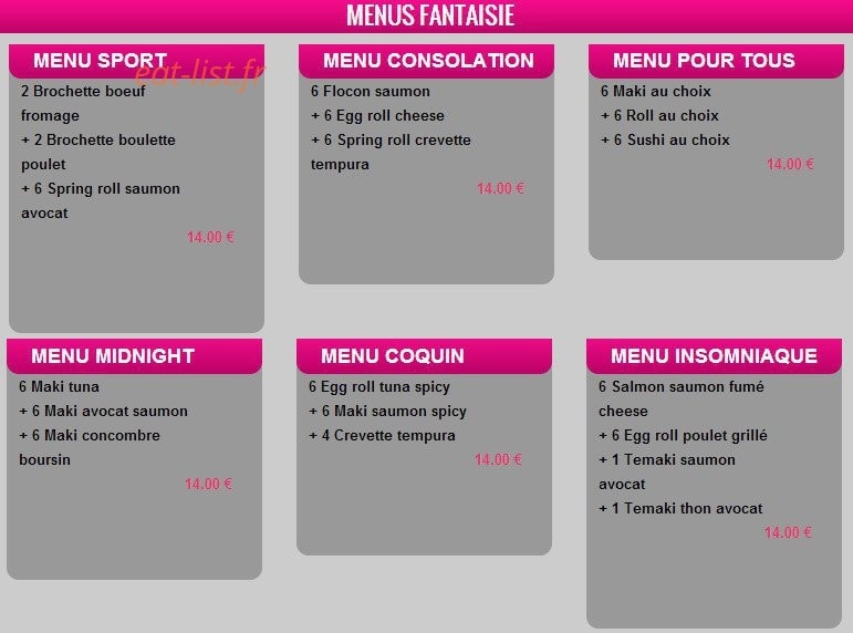 Sushi By Night — carte page 4