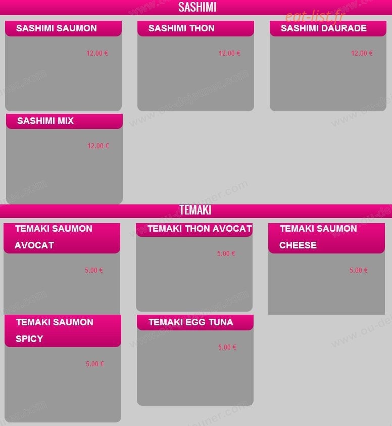 Sushi By Night — carte page 11