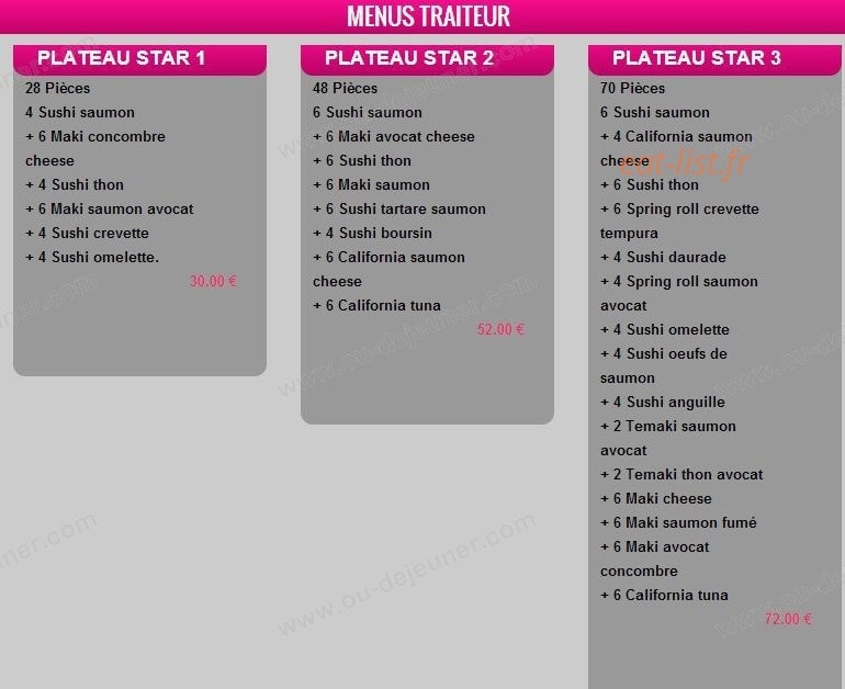 Sushi By Night — carte page 1