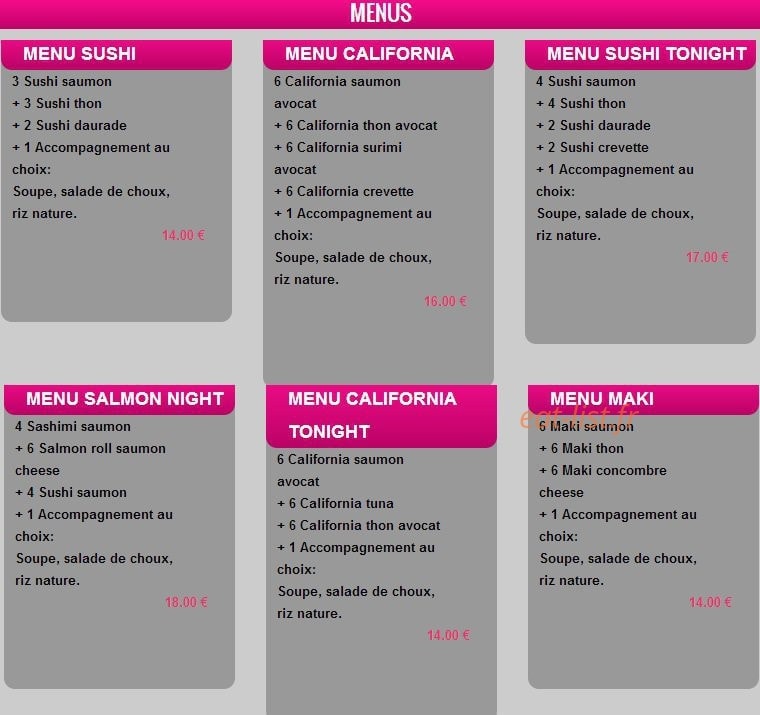 Sushi By Night — carte page 2