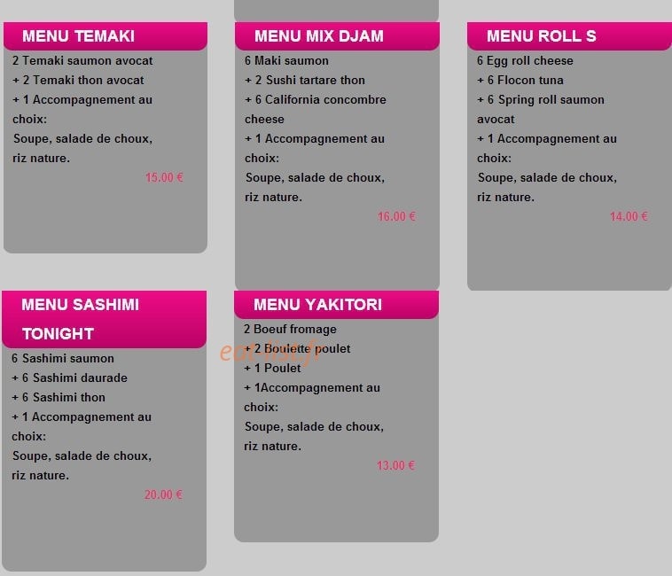 Sushi By Night — carte page 3