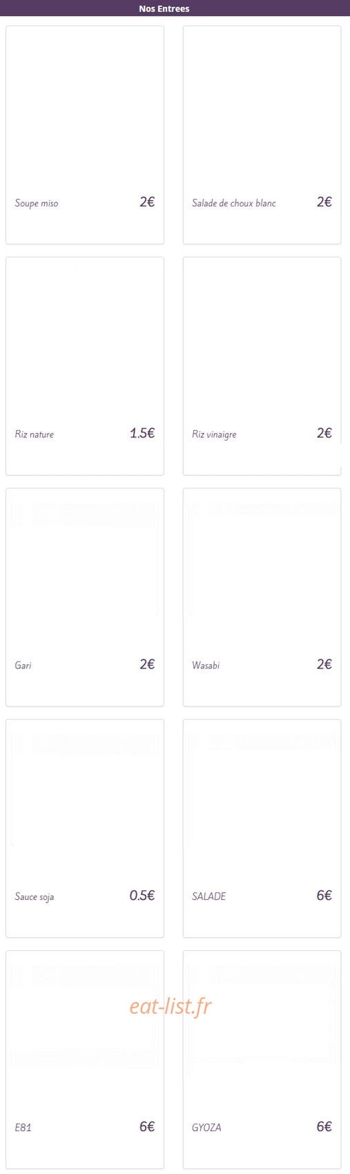 Sushi Home — carte page 1