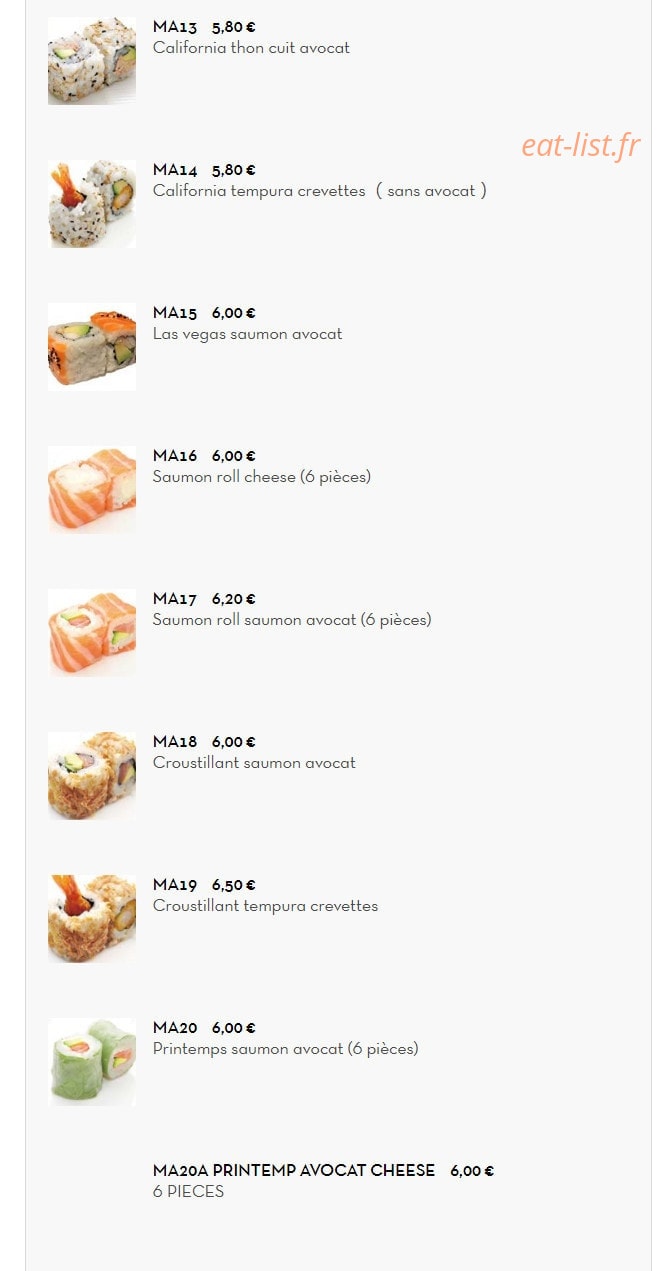 Sushi King — carte page 19
