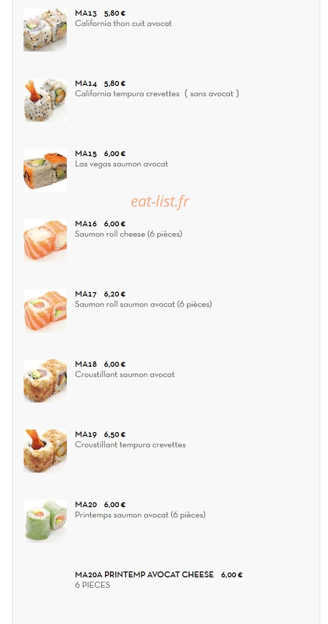 Sushi King — carte page 18