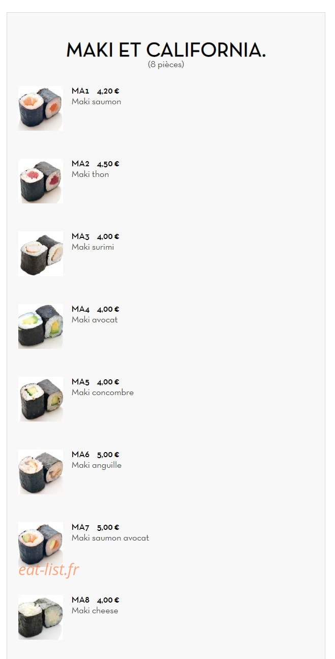 Sushi King — carte page 16