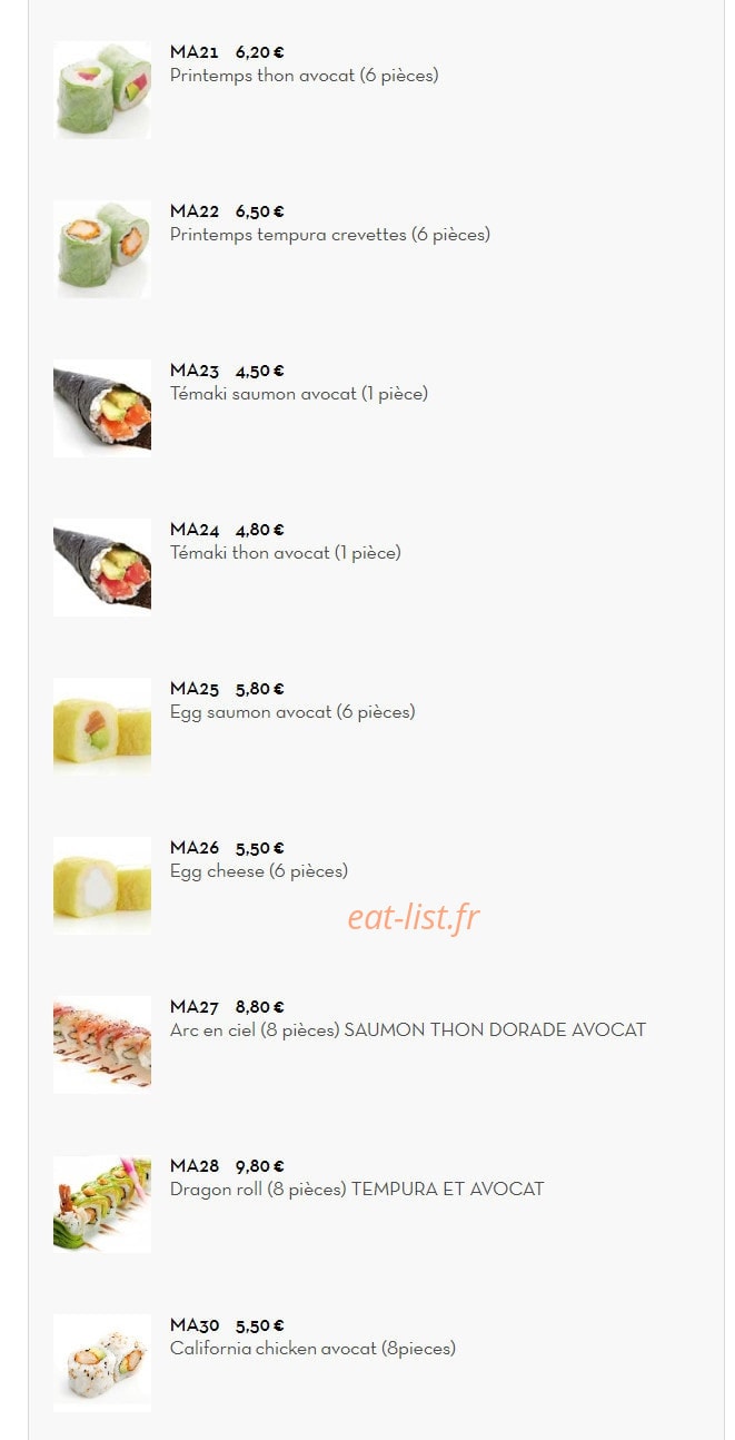 Sushi King — carte page 20