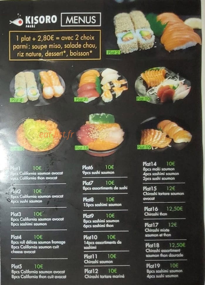 Sushi Kisoro — carte page 2
