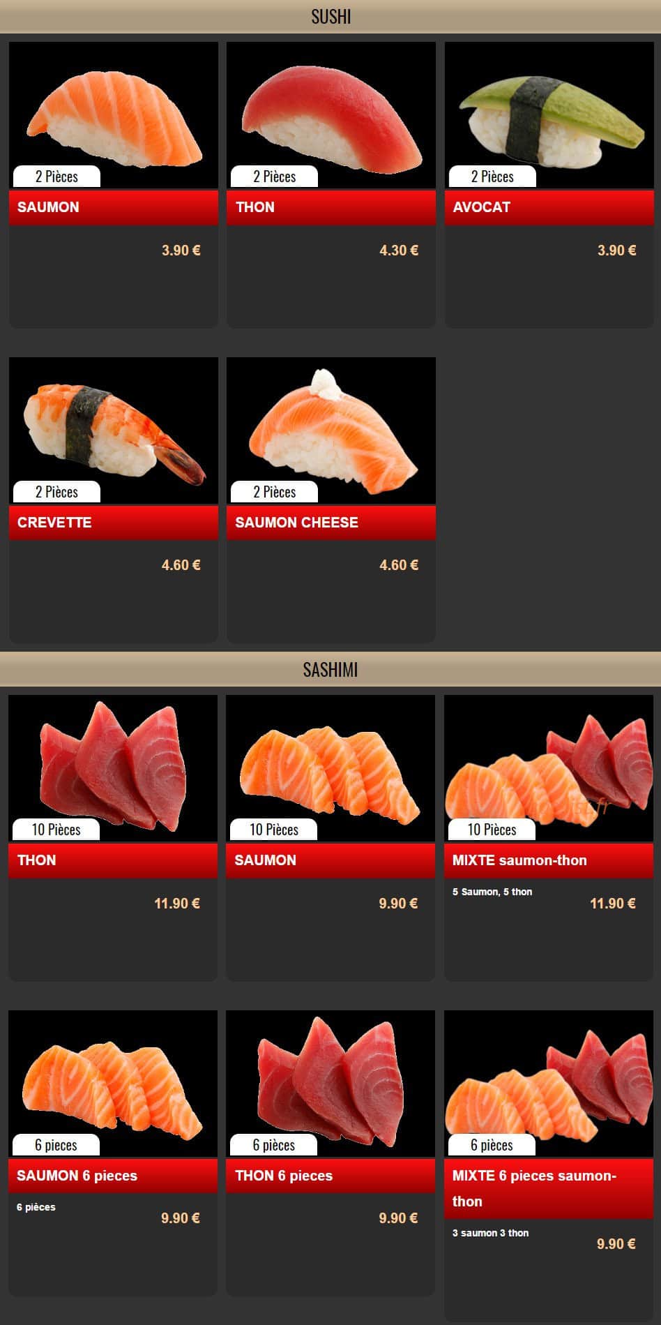 Sushi Nuit — carte page 2