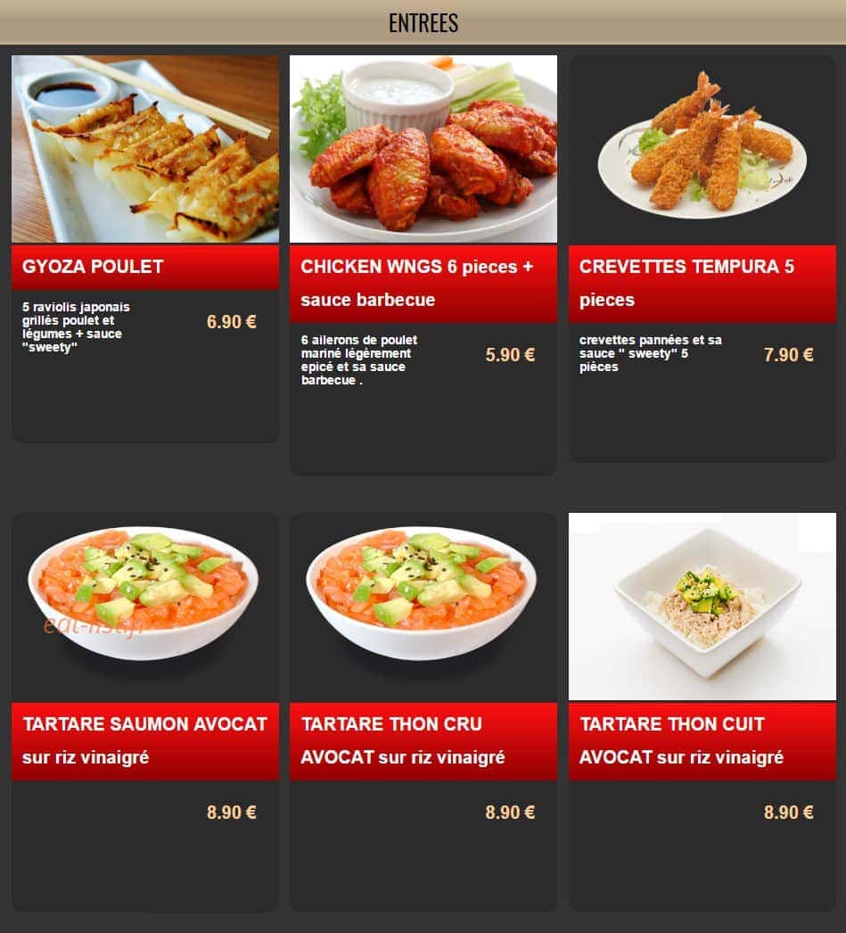Sushi Nuit — carte page 1