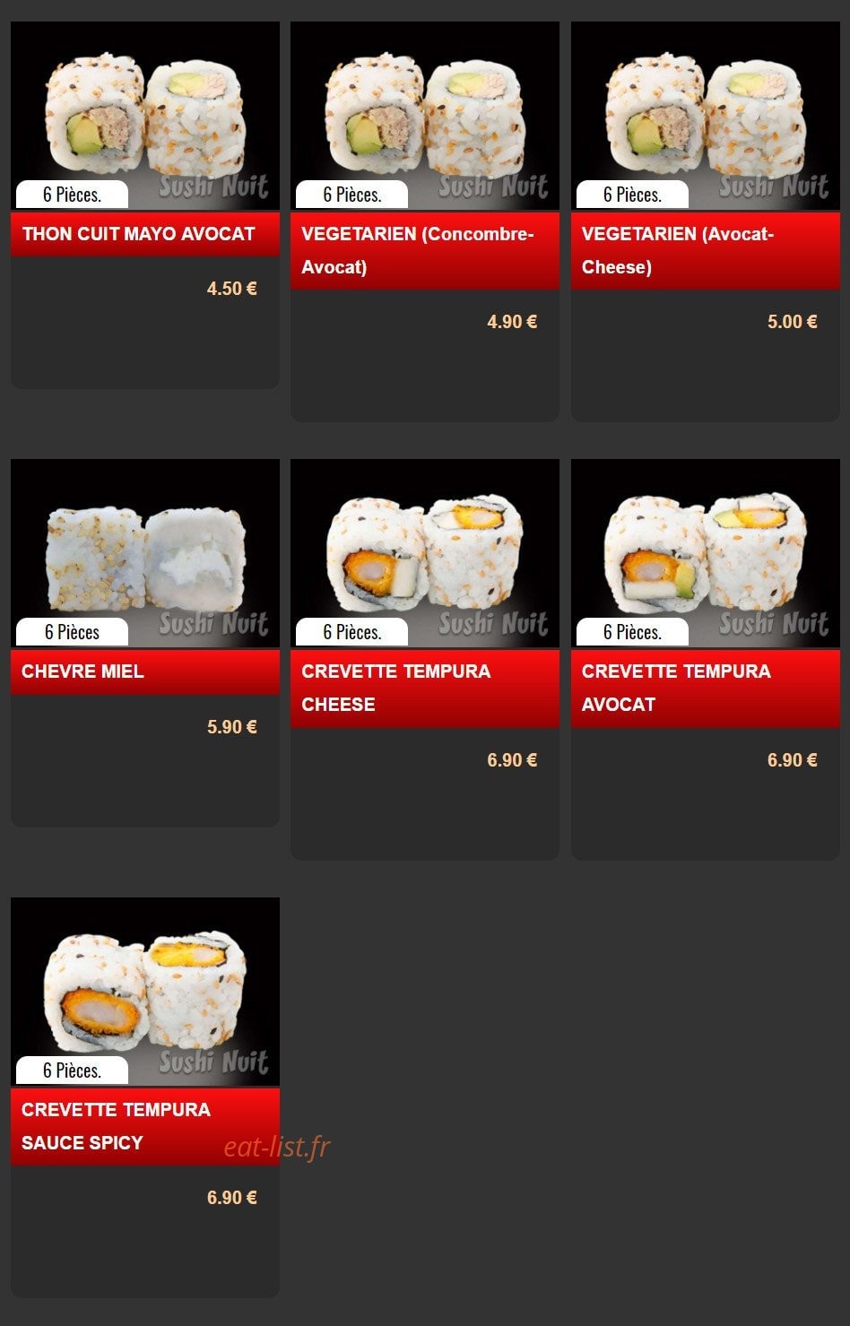 Sushi Nuit — carte page 4