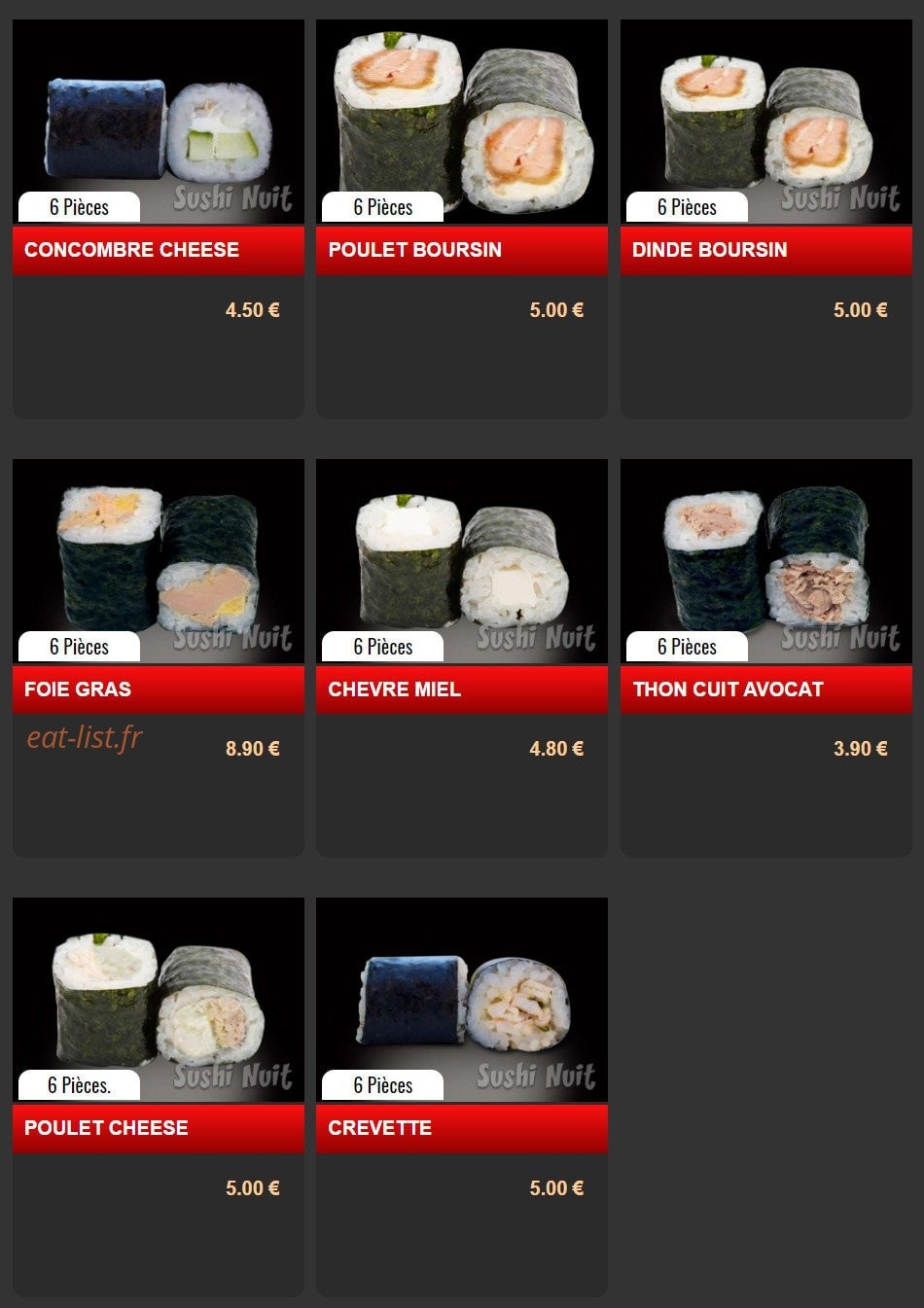 Sushi Nuit — carte page 9