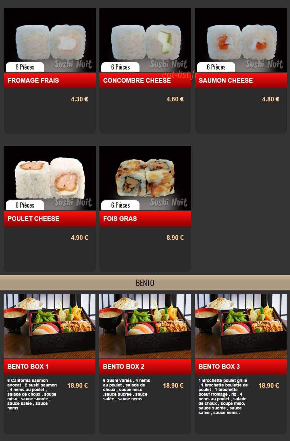 Sushi Nuit — carte page 11