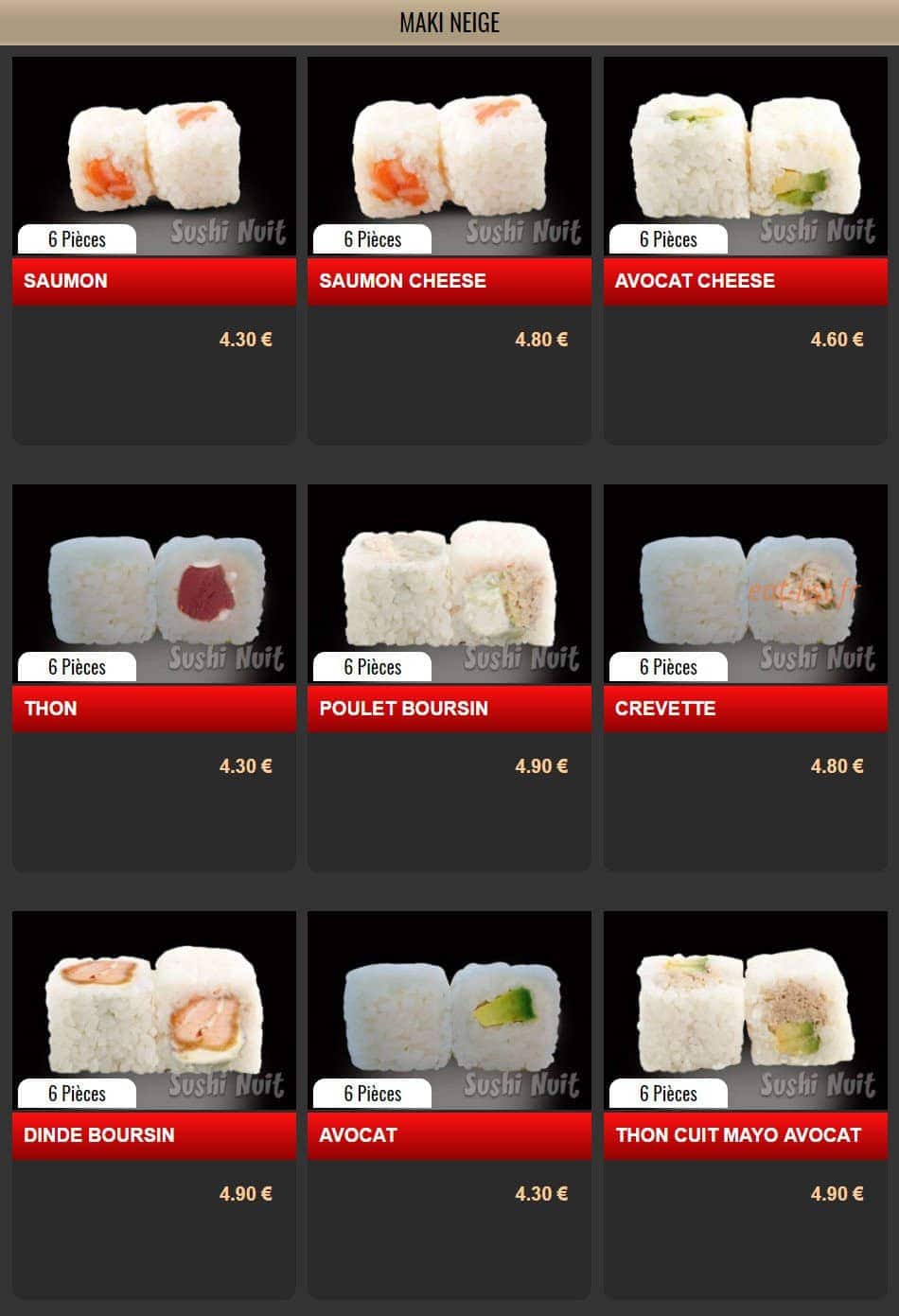 Sushi Nuit — carte page 10