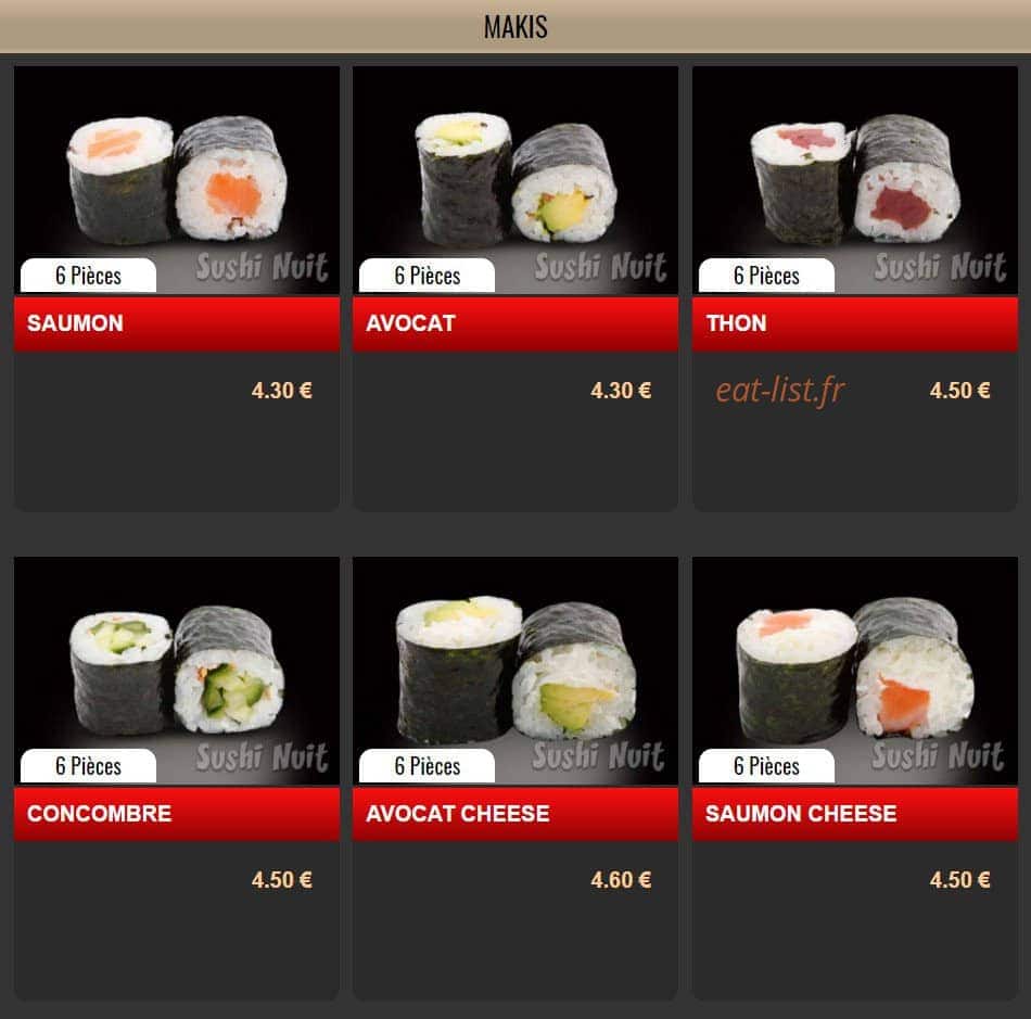 Sushi Nuit — carte page 8