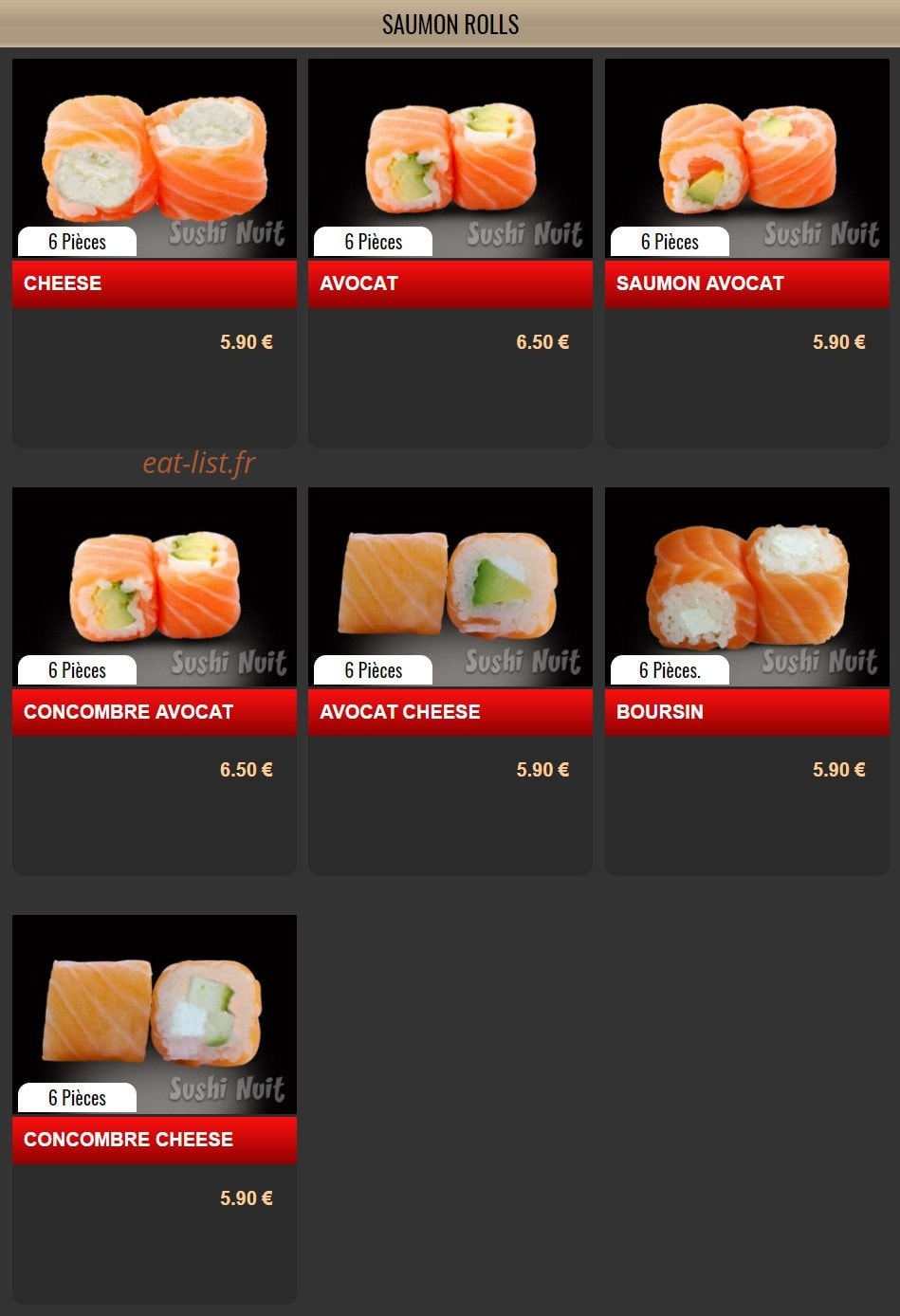 Sushi Nuit — carte page 7
