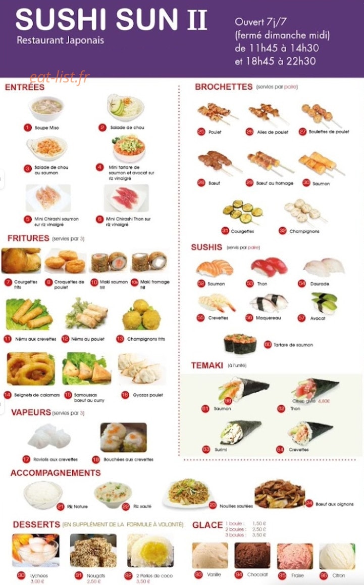 Sushi Sun II — carte page 1
