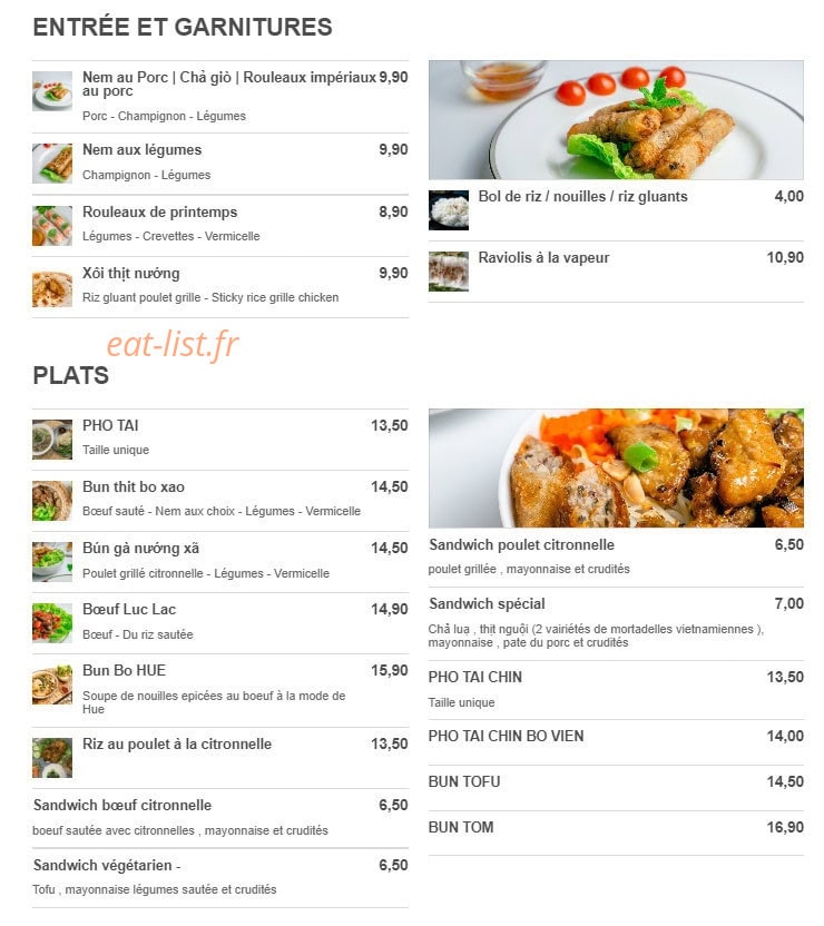 Viet Passion — carte page 1