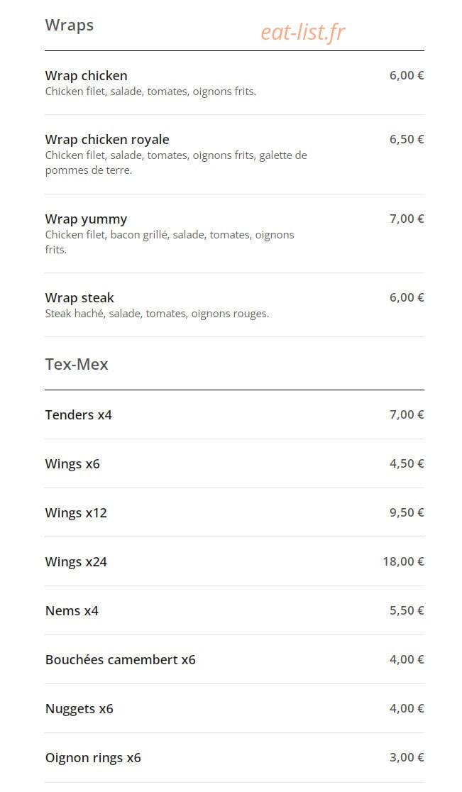 Yummy Fried Chicken — carte page 5
