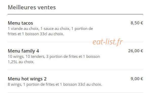 Yummy Fried Chicken — carte page 1