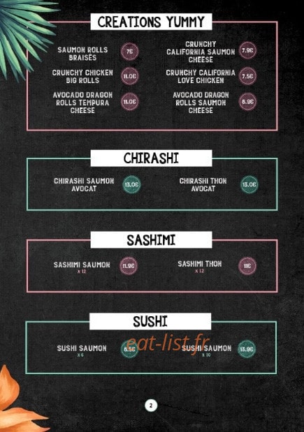 Yummy Thaï — carte page 1