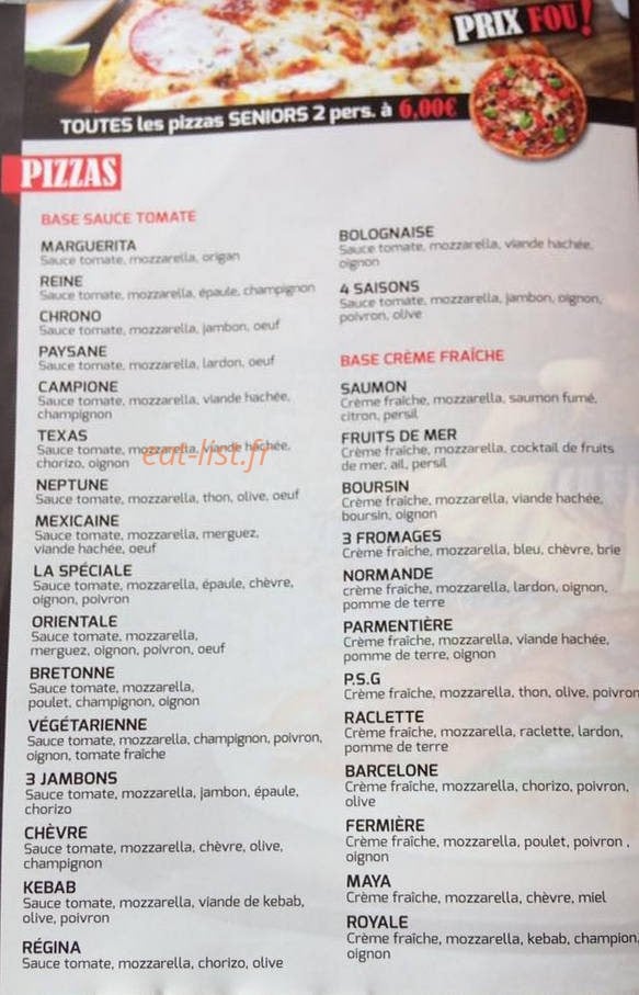 6'S pizza — carte page 2