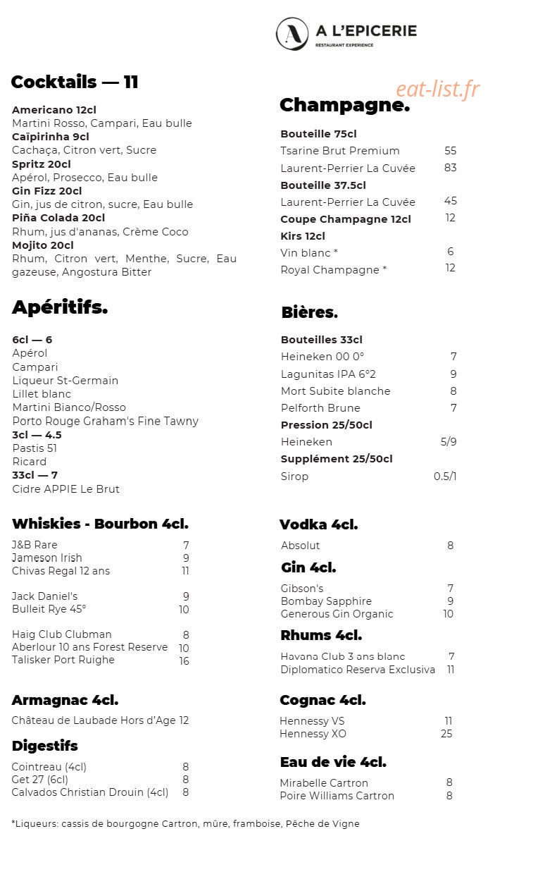 A l'Epicerie — carte page 7