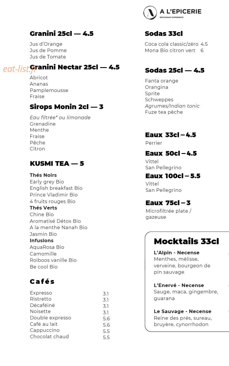A l'Epicerie — carte page 8
