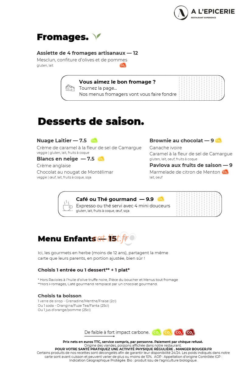 A l'Epicerie — carte page 4