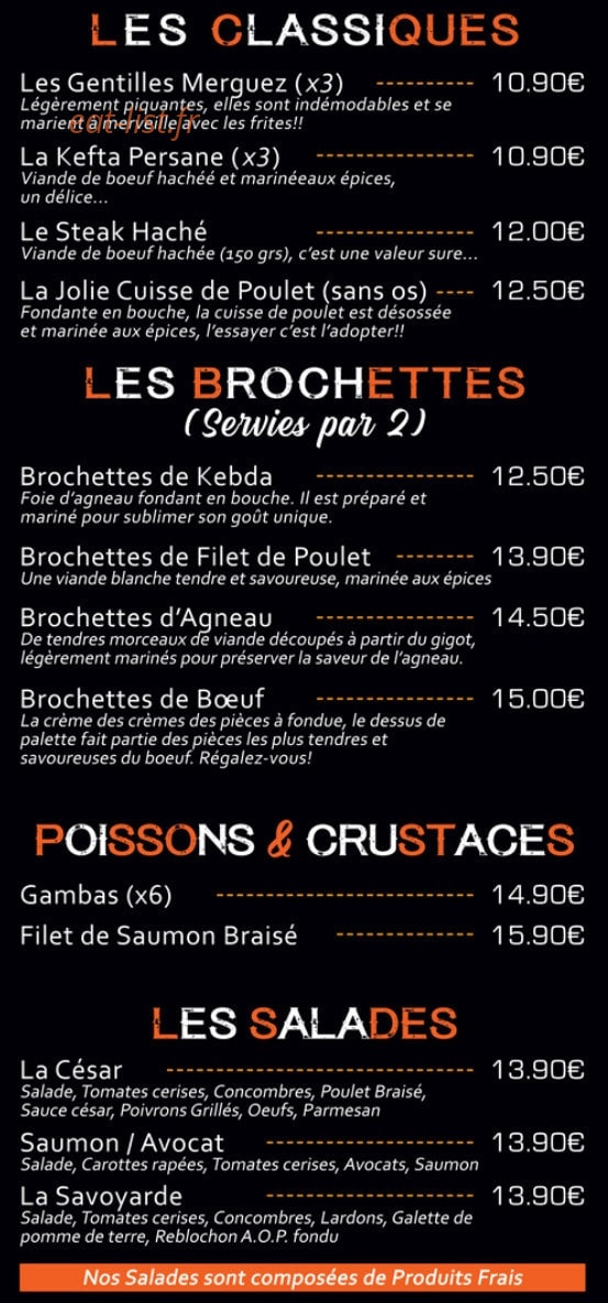 A la Braise — carte page 2