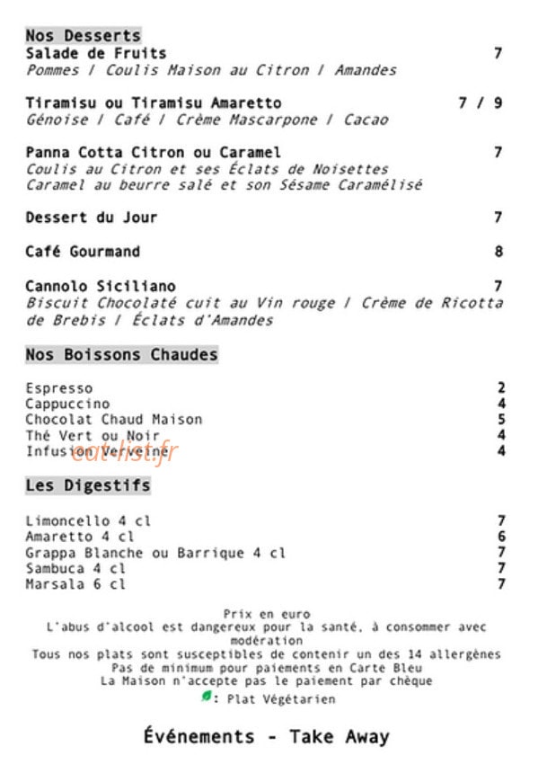 Acqua et Farine — carte page 3